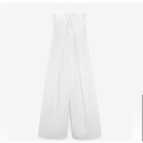 ZARA STRAPLESS LINEN BLEND JUMPSUIT WHITE - Picture 9 of 15